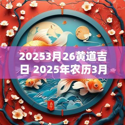 20253月26黄道吉日 2025年农历3月8日黄道吉日