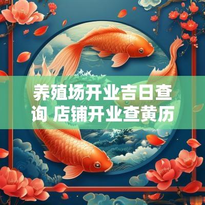 养殖场开业吉日查询 店铺开业查黄历吉日
