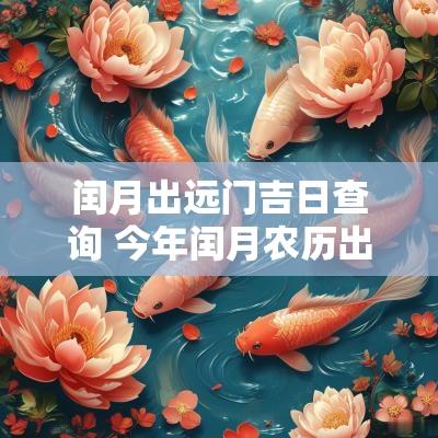 闰月出远门吉日查询 今年闰月农历出门吉日