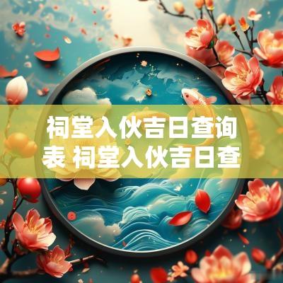 祠堂入伙吉日查询表 祠堂入伙吉日查询表大全