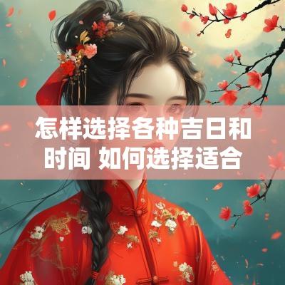 怎样选择各种吉日和时间 如何选择适合自己的吉日良时