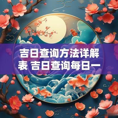 吉日查询方法详解表 吉日查询每日一览表最新