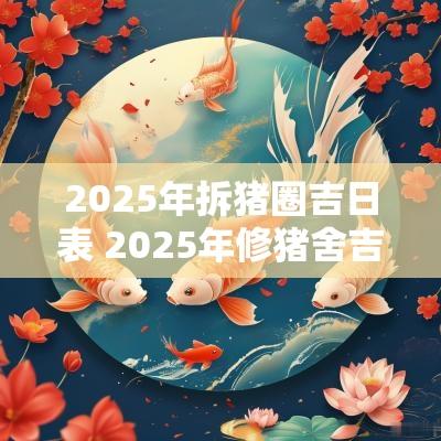 2025年拆猪圈吉日表 2025年修猪舍吉日