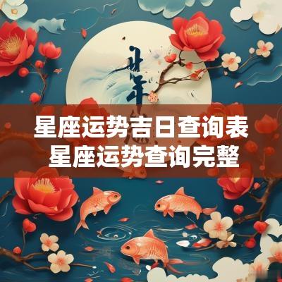 星座运势吉日查询表 星座运势查询完整版