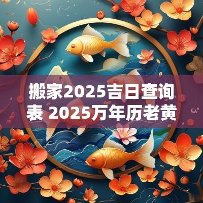 搬家2025吉日查询表 2025万年历老黄历看搬家吉日