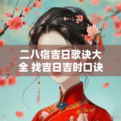 二八宿吉日歌诀大全 找吉日吉时口诀大全