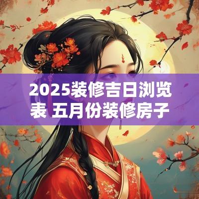 2025装修吉日浏览表 五月份装修房子动工吉日