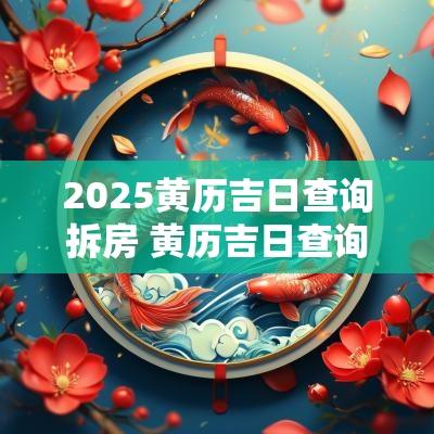 2025黄历吉日查询拆房 黄历吉日查询2025建房日子