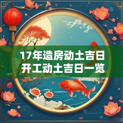 17年造房动土吉日 开工动土吉日一览表