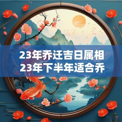 23年乔迁吉日属相 23年下半年适合乔迁的日子