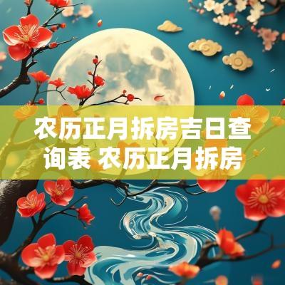农历正月拆房吉日查询表 农历正月拆房吉日是哪几天
