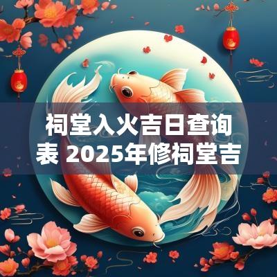 祠堂入火吉日查询表 2025年修祠堂吉日