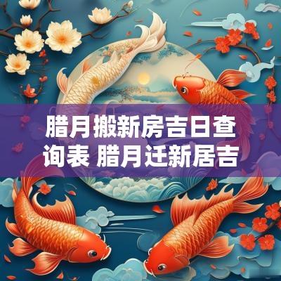 腊月搬新房吉日查询表 腊月迁新居吉日