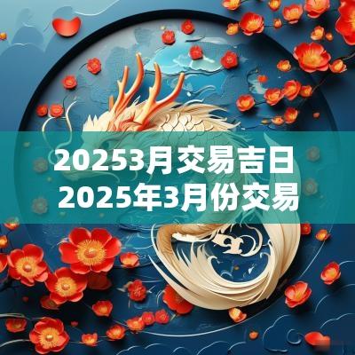 20253月交易吉日 2025年3月份交易吉日
