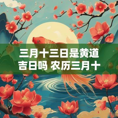 三月十三日是黄道吉日吗 农历三月十三是好日子吗