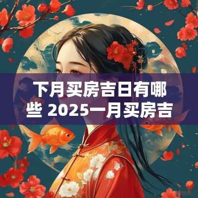 下月买房吉日有哪些 2025一月买房吉日