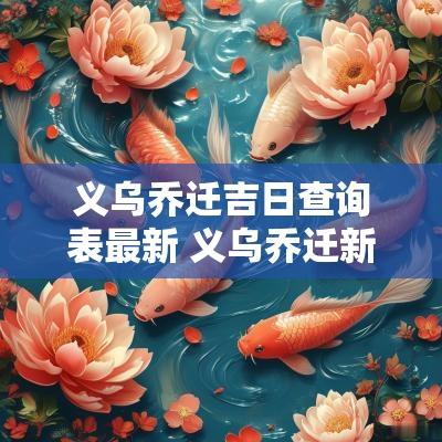 义乌乔迁吉日查询表最新 义乌乔迁新居风俗