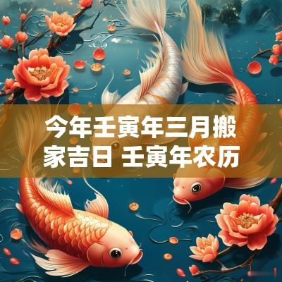 今年壬寅年三月搬家吉日 壬寅年农历三月搬家吉日