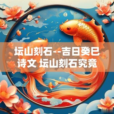 坛山刻石--吉日癸巳诗文 坛山刻石究竟刻在哪里