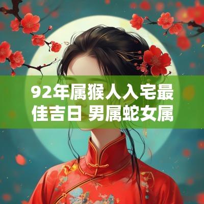 92年属猴人入宅最佳吉日 男属蛇女属猴入宅最旺吉日