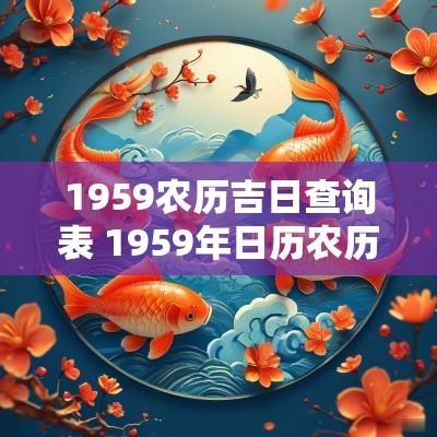 1959农历吉日查询表 1959年日历农历阳历表对照表