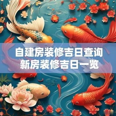 自建房装修吉日查询 新房装修吉日一览表