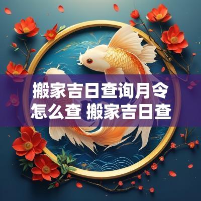 搬家吉日查询月令怎么查 搬家吉日查询异地