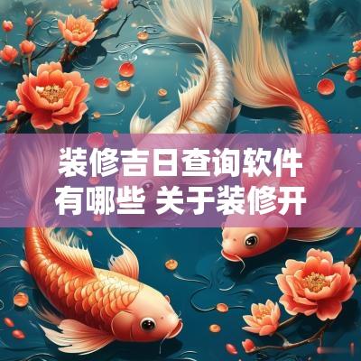装修吉日查询软件有哪些 关于装修开工吉日查询软件