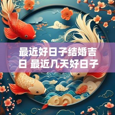 最近好日子结婚吉日 最近几天好日子适合结婚的