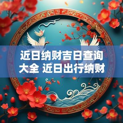 近日纳财吉日查询大全 近日出行纳财吉日查询
