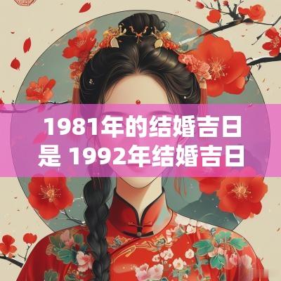 1981年的结婚吉日是 1992年结婚吉日一览表