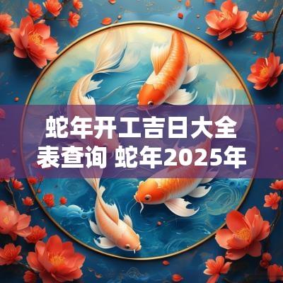 蛇年开工吉日大全表查询 蛇年2025年开工吉日