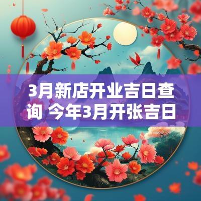 3月新店开业吉日查询 今年3月开张吉日查询