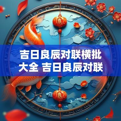 吉日良辰对联横批大全 吉日良辰对联100副