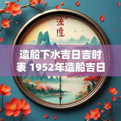 造船下水吉日吉时表 1952年造船吉日查询