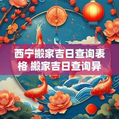 西宁搬家吉日查询表格 搬家吉日查询异地怎么查
