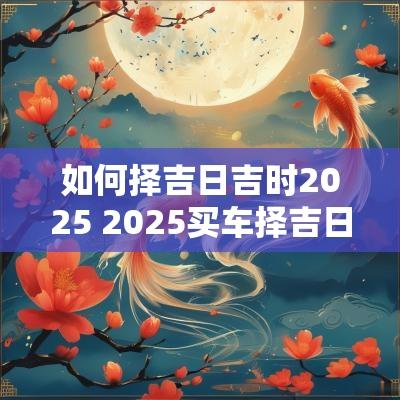 如何择吉日吉时2025 2025买车择吉日查询
