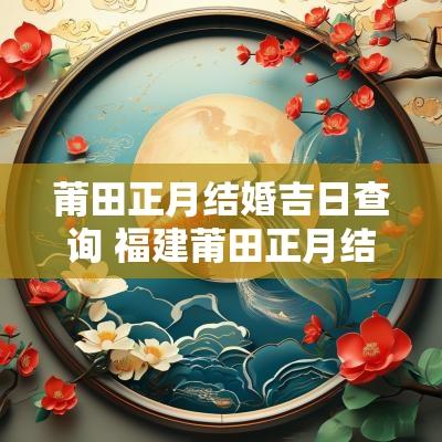 莆田正月结婚吉日查询 福建莆田正月结婚
