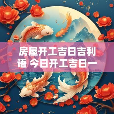 房屋开工吉日吉利语 今日开工吉日一览表