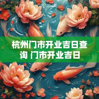 杭州门市开业吉日查询 门市开业吉日