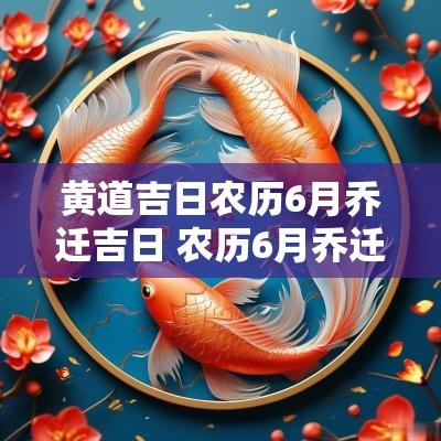 黄道吉日农历6月乔迁吉日 农历6月乔迁黄道吉日