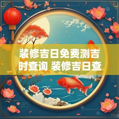 装修吉日免费测吉时查询 装修吉日查询2025