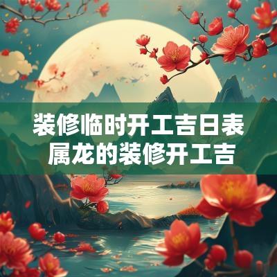 装修临时开工吉日表 属龙的装修开工吉日
