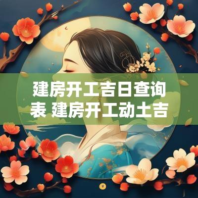 建房开工吉日查询表 建房开工动土吉日查询