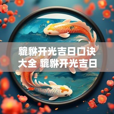 貔貅开光吉日口诀大全 貔貅开光吉日怎么选才最好