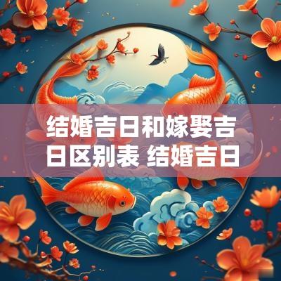 结婚吉日和嫁娶吉日区别表 结婚吉日和时辰吉凶