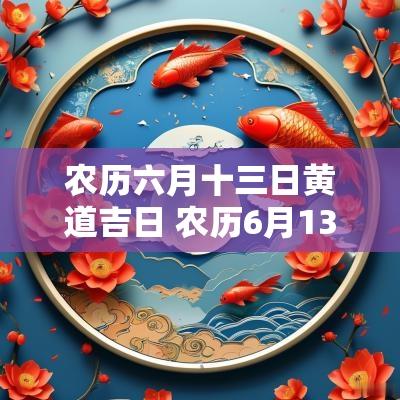 农历六月十三日黄道吉日 农历6月13日是黄道吉日吗