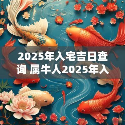 2025年入宅吉日查询 属牛人2025年入宅吉日