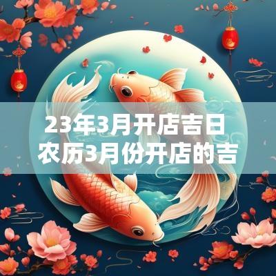 23年3月开店吉日 农历3月份开店的吉日