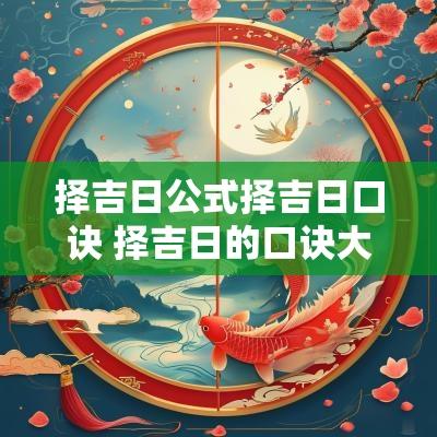 择吉日公式择吉日口诀 择吉日的口诀大全视频解说